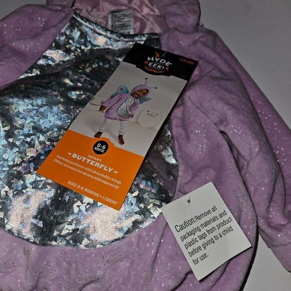 NEW Purple Butterfly Halloween Costume Baby 0-6 Months Pullover Only NO WINGS - Picture 4 of 9